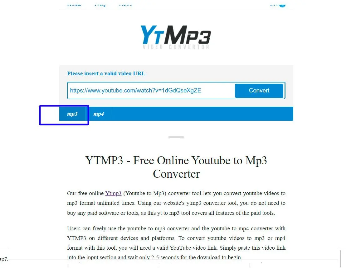 YTMP3 - MP3 as the Output Format..